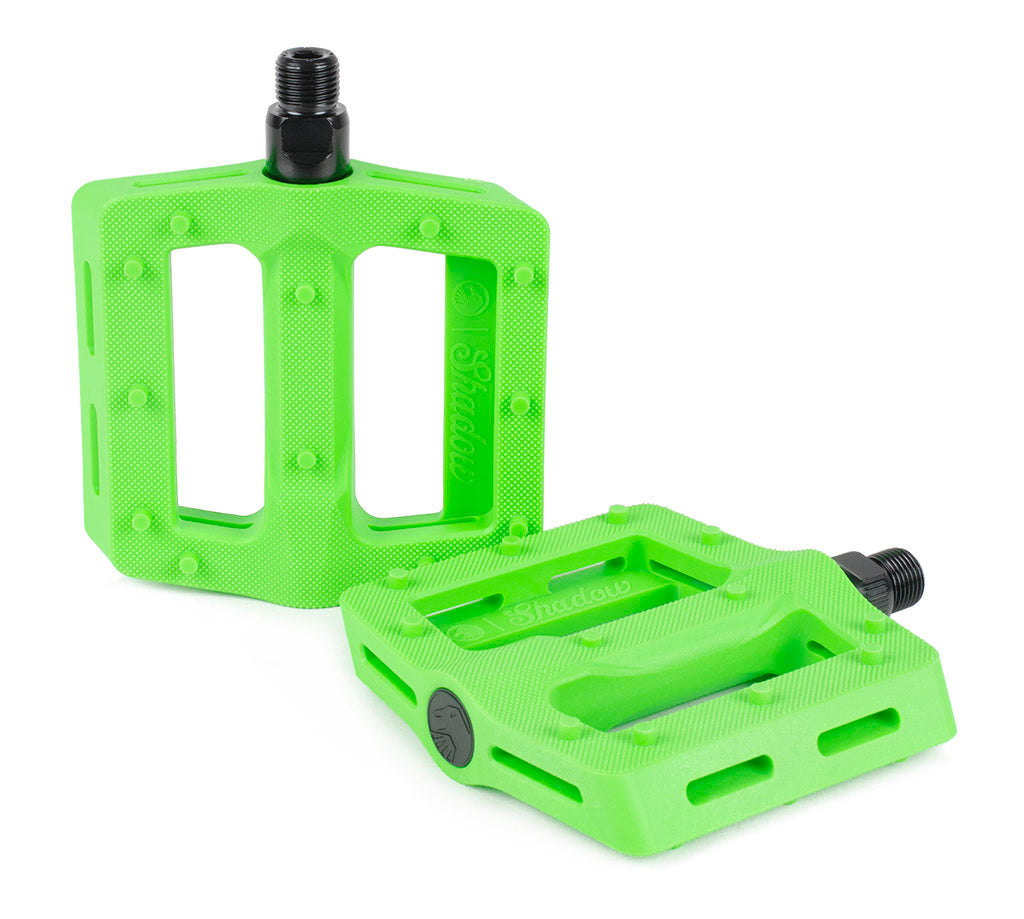 Shadow Surface Plastic Pedals - Neon Green 9/16