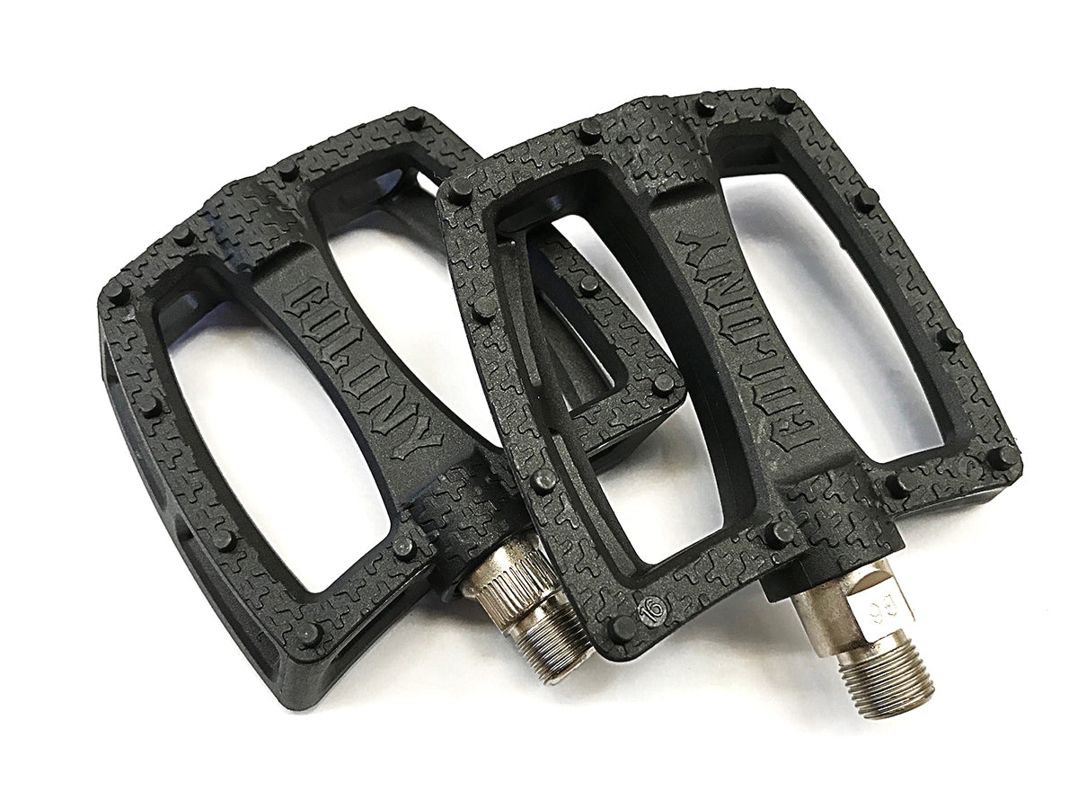 Colony Fantastic Plastic Pedals 9/16" Solid Black Coloured Axles